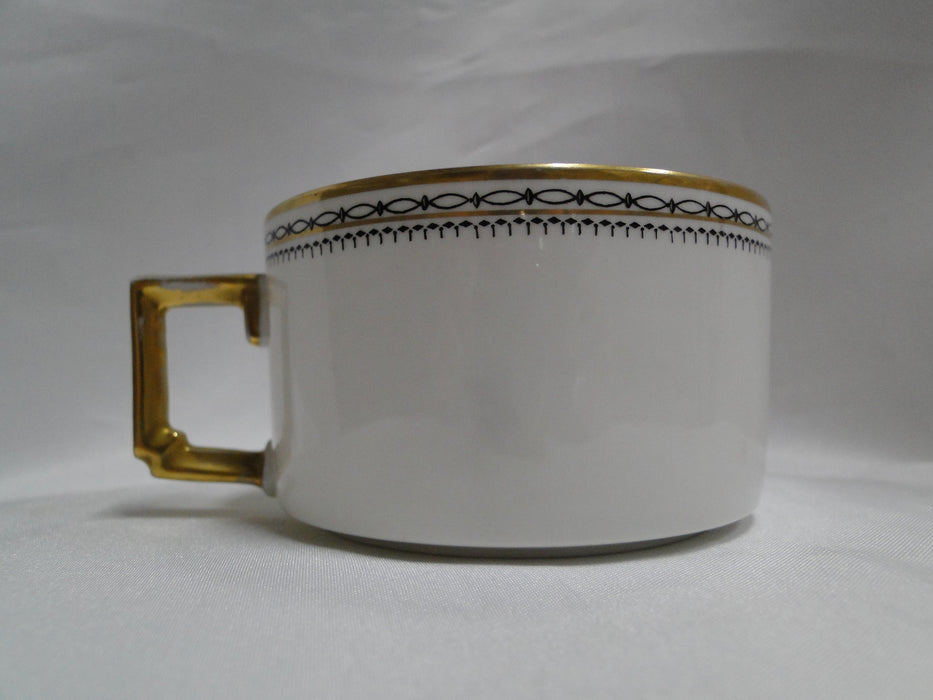 Heinrich HC9, Black Ovals, Gold Trim: Square Handle Cup & Saucer Set, 2", Nick