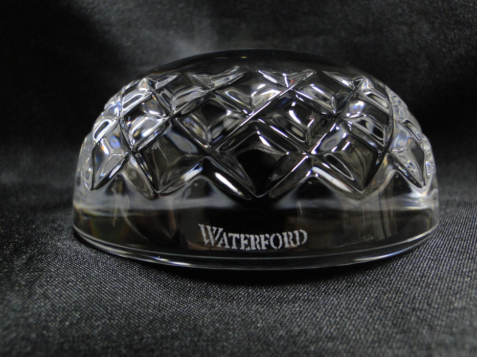 Waterford Crystal: NEW Dome Paperweight, Blank Panel, Cut Xs, Box