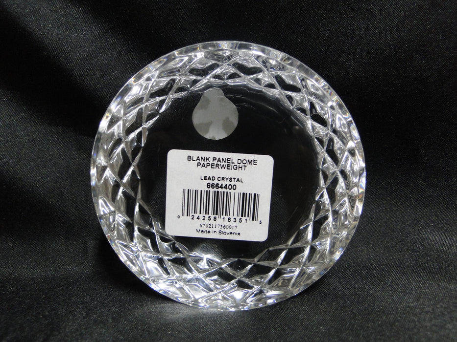 Waterford Crystal: NEW Dome Paperweight, Blank Panel, Cut Xs, Box