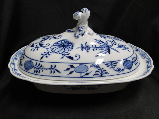 Meissen Blue Onion, "X" Backstamp: Rectangular Covered Serving Bowl, 13"