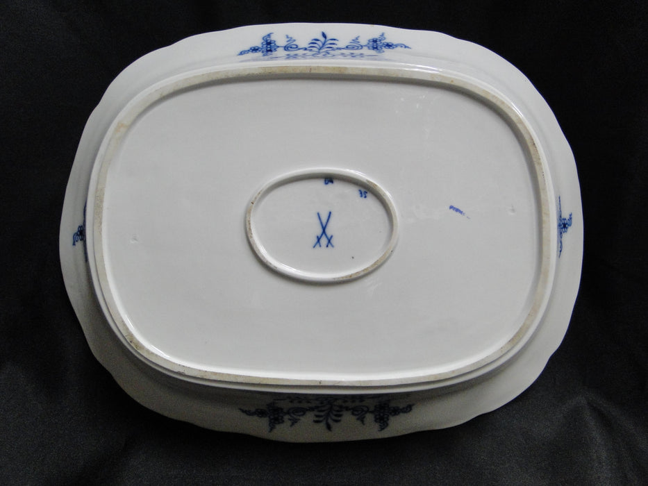 Meissen Blue Onion, "X" Backstamp: Rectangular Covered Serving Bowl, 13"