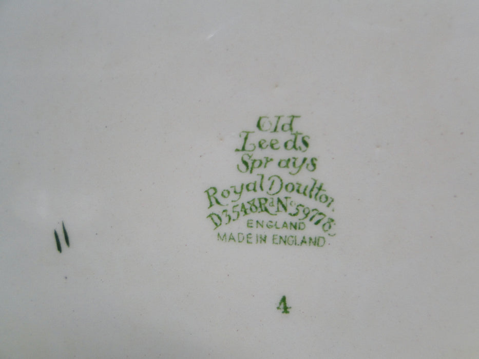 Royal Doulton Old Leeds Sprays, Multisided, Green Trim: Bread Plate (s), 5 3/8"