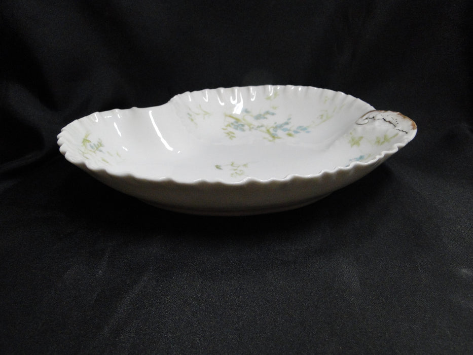 Haviland (Limoges) Schleiger 245 Blue Flowers: Handled Relish Dish, 9", As Is