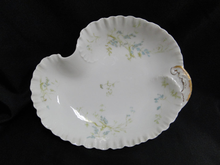 Haviland (Limoges) Schleiger 245 Blue Flowers: Handled Relish Dish, 9", As Is