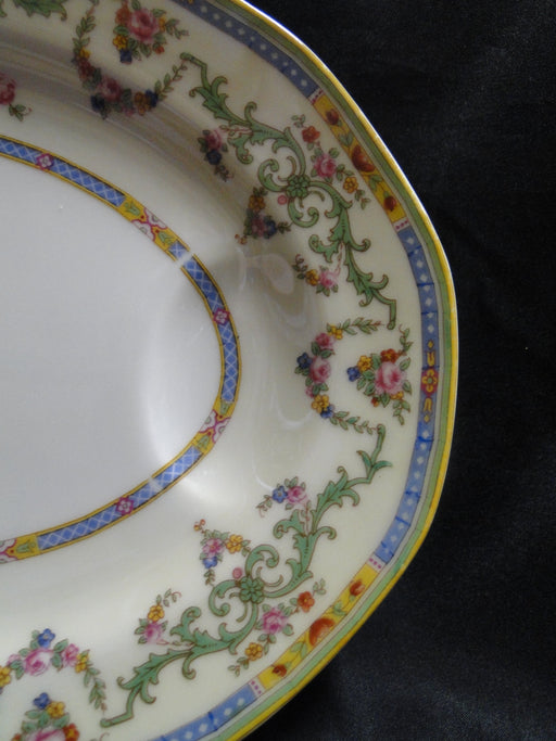Haviland H591, Floral Swags, Yellow, Green Blue: Oval Platter, 11 3/8", As Is