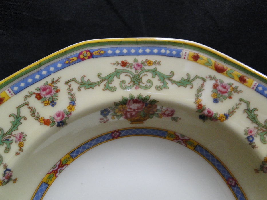 Haviland H591, Floral Swags, Yellow, Green Blue: Rim Soup Bowl, 7 7/8", As Is