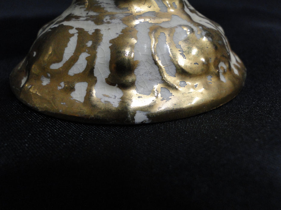 Goldra E. Palestine, Cream & Gold Ewer (s) 11 7/8" Tall, Crazing