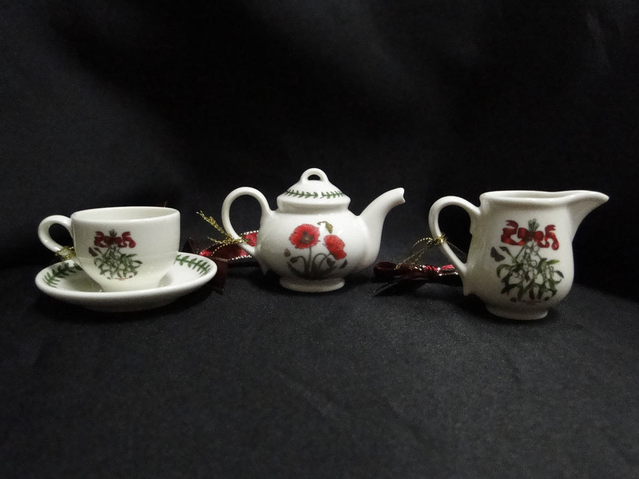 Portmeirion Botanic Garden: NEW Tea Set Mini Ornaments, Teapot, Creamer, Cup, Box