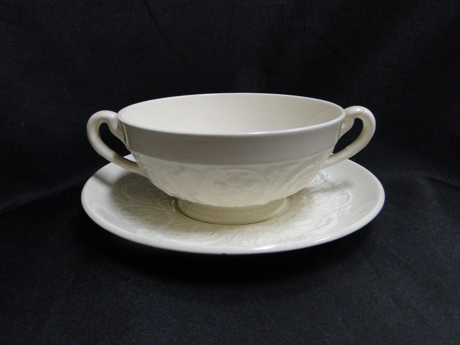 Wedgwood Patrician, Embossed Flowers & Scrolls: Cream Soup & Saucer, As Is