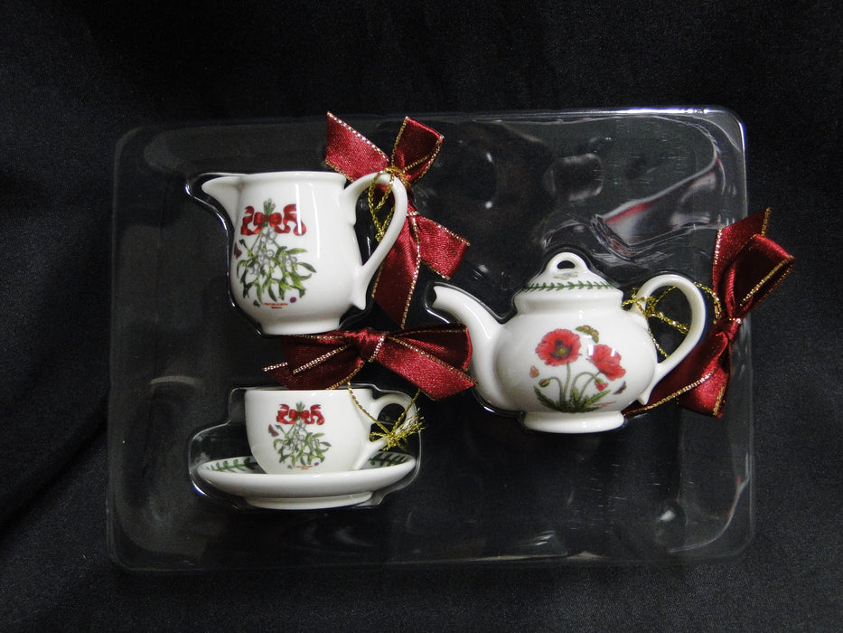 Portmeirion Botanic Garden: NEW Tea Set Mini Ornaments, Teapot, Creamer, Cup, Box