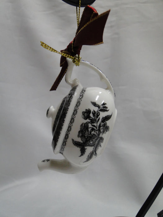Spode Heritage Black: NEW Tea Set Mini Ornaments, Teapot, Creamer, Cup, Box
