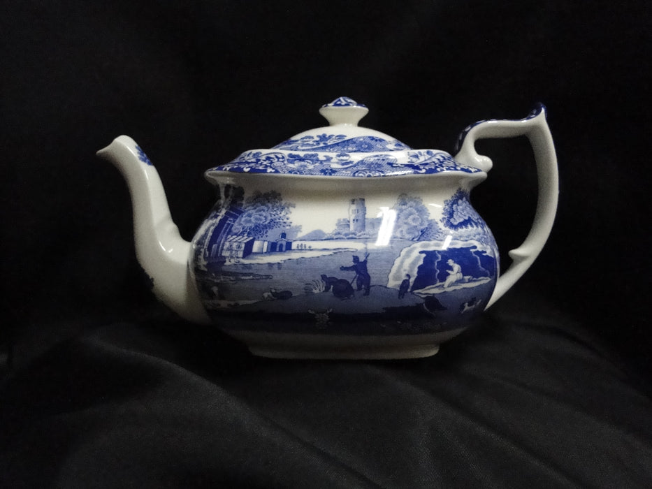 Spode Italian, Blue Scene, England: NEW Teapot & Lid, 5 1/2" Tall, Box