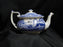 Spode Italian, Blue Scene, England: NEW Teapot & Lid, 5 1/2" Tall, Box