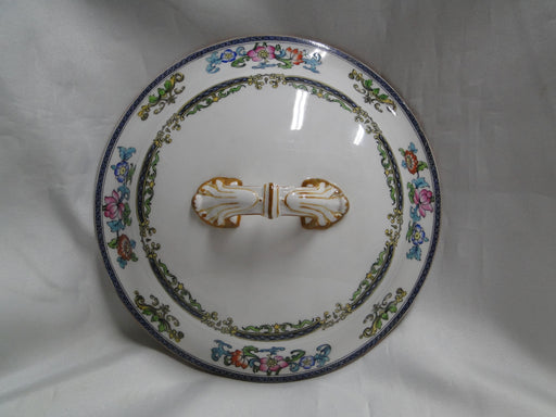 Minton B898, Smooth Edge, Blue Bands, Floral: Lid Only for Serving Bowl