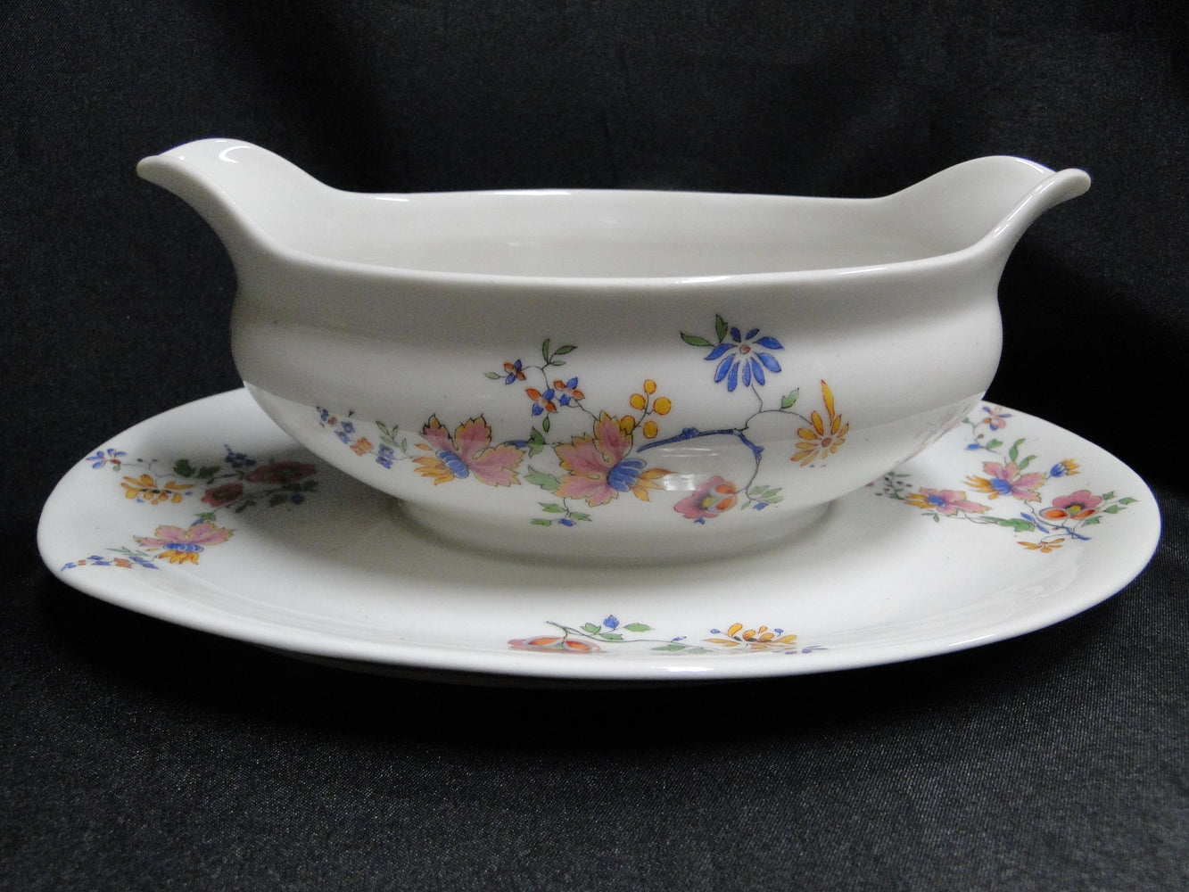 Haviland (Limoges) Head 56, Pink & Yellow, CHF 189: Gravy w/ Underplate, As Is