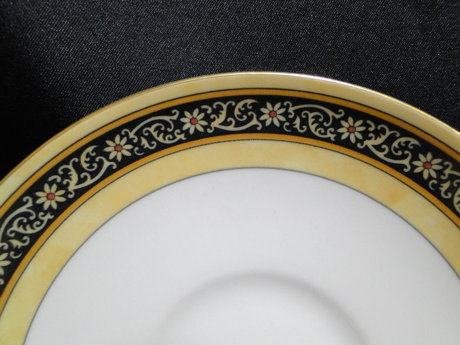 Wedgwood India, Florals on Tan & Black Bands: Cup & Saucer Set (s), 2 5/8" Tall