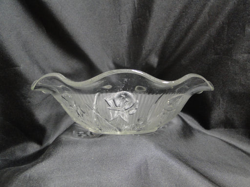 Jeannette Glass Iris & Herringbone Clear: Ruffled Salad Bowl, 9 1/2", As Is
