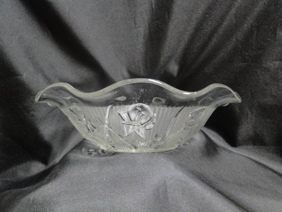 Jeannette Glass Iris & Herringbone Clear: Ruffled Salad Bowl, 9 1/2", As Is