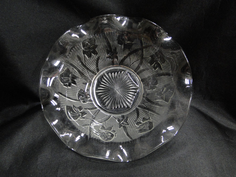 Jeannette Glass Iris & Herringbone Clear: Ruffled Salad Bowl, 9 1/2", As Is