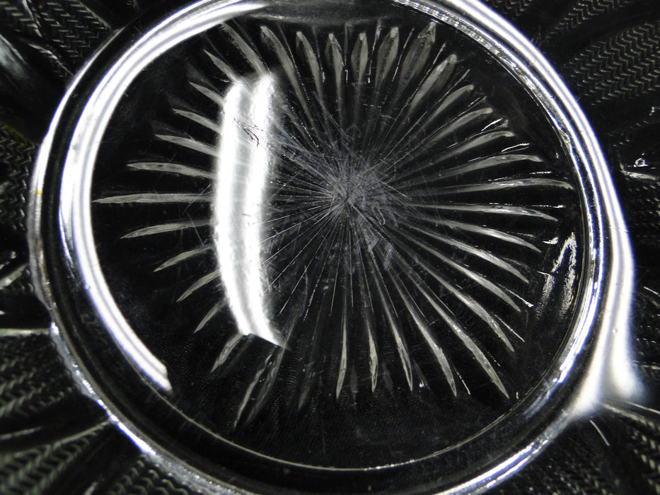Jeannette Glass Iris & Herringbone Clear: Ruffled Salad Bowl, 9 1/2", As Is