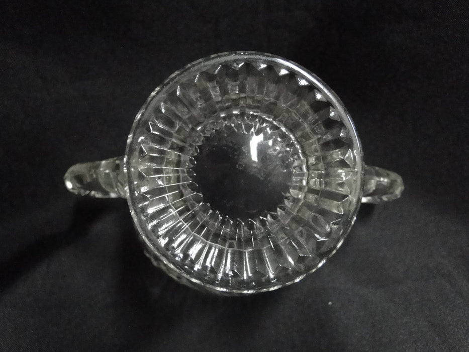 Jeannette Glass Iris & Herringbone Clear: Open Sugar Bowl, 3 1/8" Tall, As Is