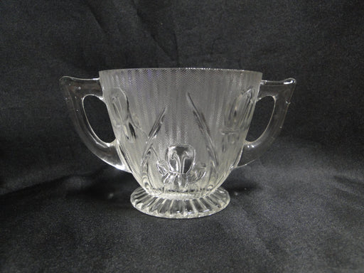 Jeannette Glass Iris & Herringbone Clear: Open Sugar Bowl, 3 1/8" Tall, As Is