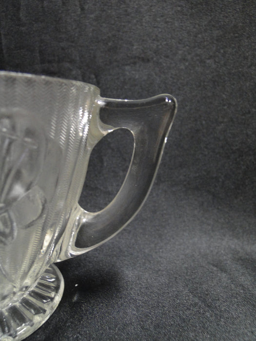 Jeannette Glass Iris & Herringbone Clear: Open Sugar Bowl, 3 1/8" Tall, As Is