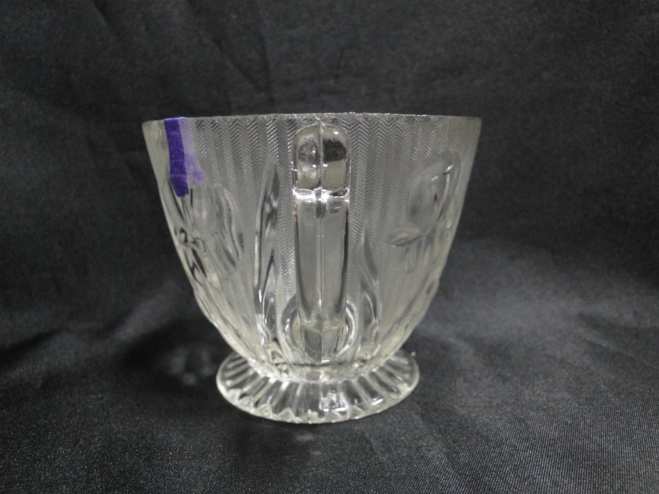 Jeannette Glass Iris & Herringbone Clear: Open Sugar Bowl, 3 1/8" Tall, As Is