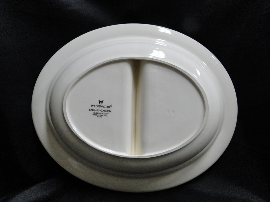 Wedgwood Sarah's Garden, Blue Band: Divided Serving Bowl, 12", Crazing