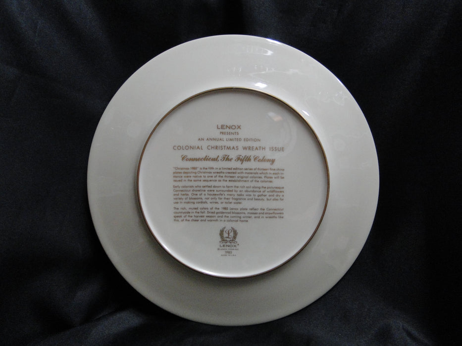 Lenox Colonial Christmas Wreath: 1985 Connecticut Dinner Plate, 10 3/4"