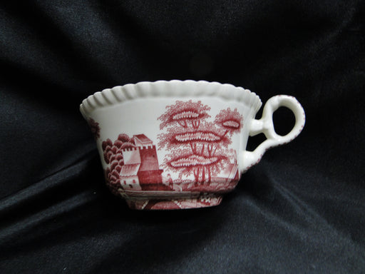 Copeland Spode's Tower Pink, Flowers & Scene: Oversized Cup & Saucer Set, 2 3/8"