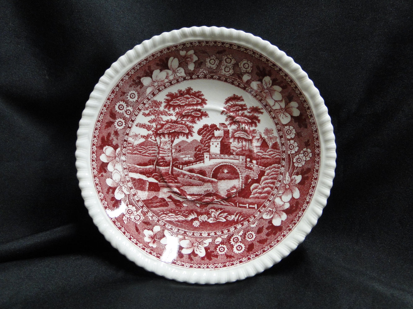 Copeland Spode's Tower Pink, Flowers & Scene: 6 3/4" Oversized Saucer (s) Only