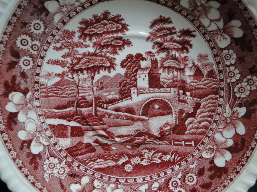 Copeland Spode's Tower Pink, Flowers & Scene: 6 3/4" Oversized Saucer (s) Only