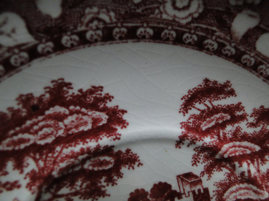 Copeland Spode's Tower Pink, Flowers & Scene: 6 3/4" Oversized Saucer (s) Only