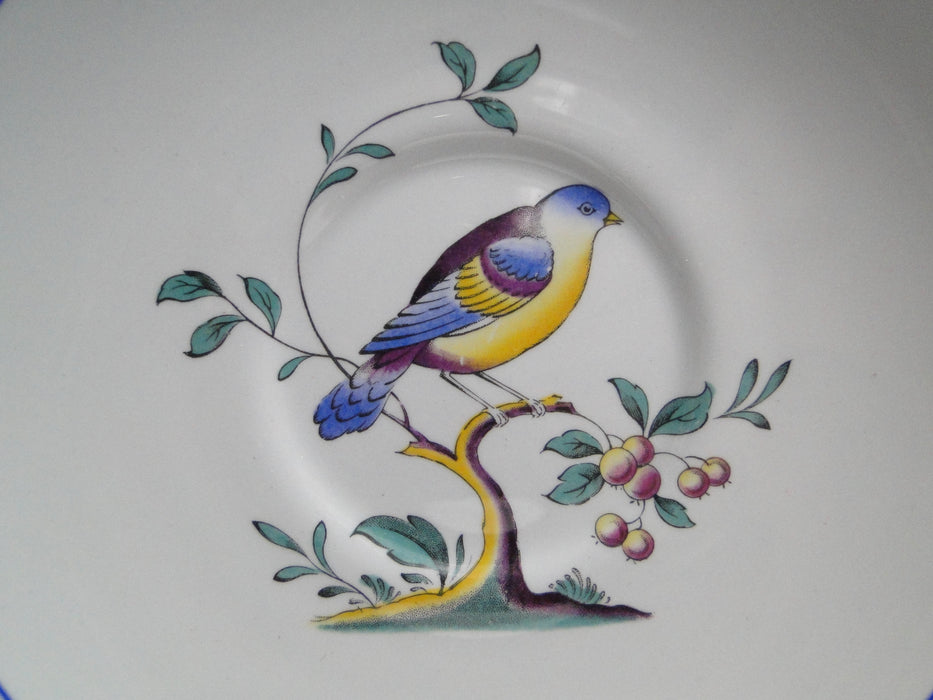 Spode Queen s Bird Multicolored Bird on Gray Cup Saucer Set s 2 5 8 Tall