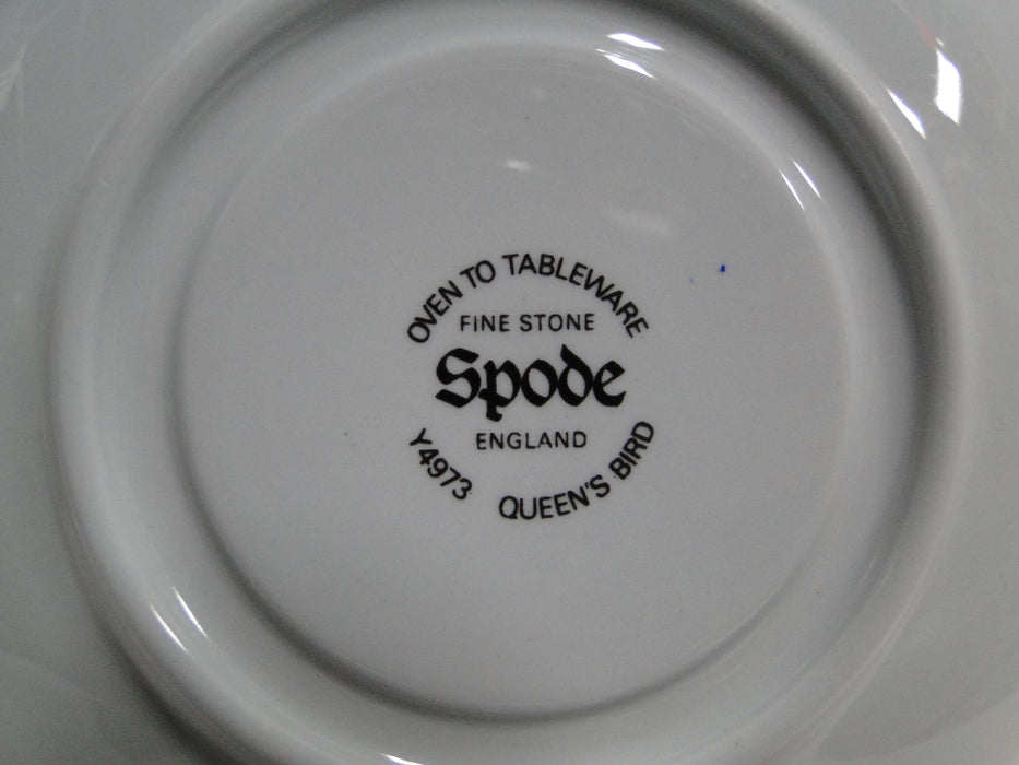 Spode Queen s Bird Multicolored Bird on Gray Cup Saucer Set s 2 5 8 Tall