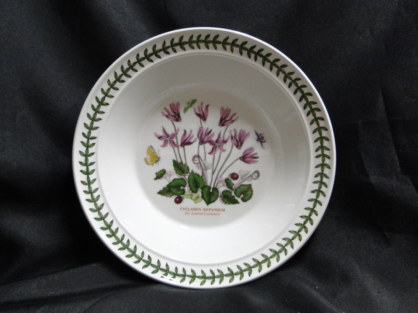 Portmeirion Botanic Garden: Rim Soup Bowl, 8 1/2", Ivy Leaved Cyclamen, Britain