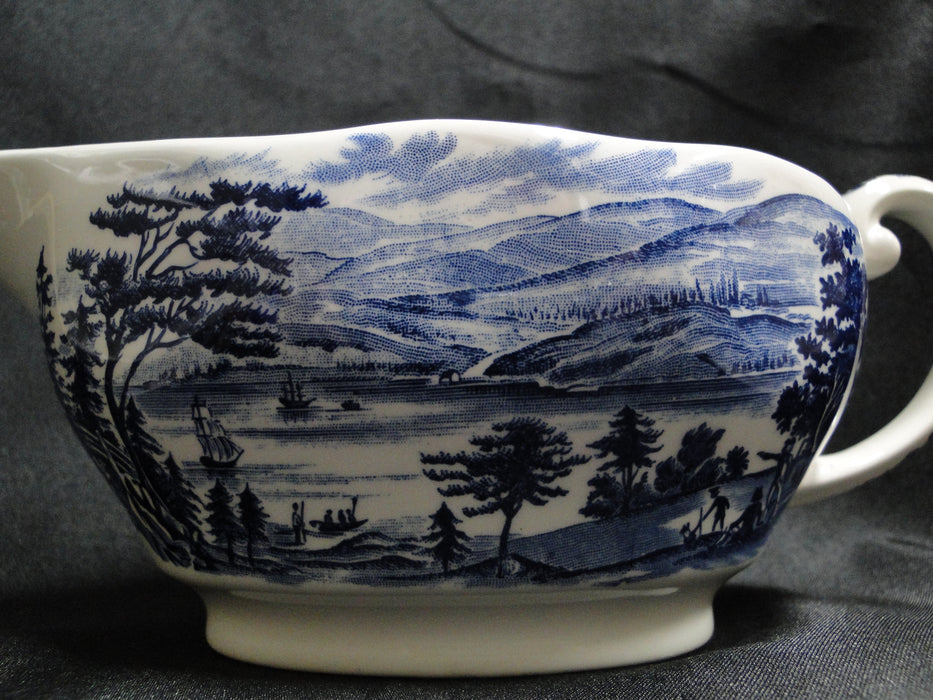 Staffordshire Liberty Blue, Blue & White Scene: Gravy Boat