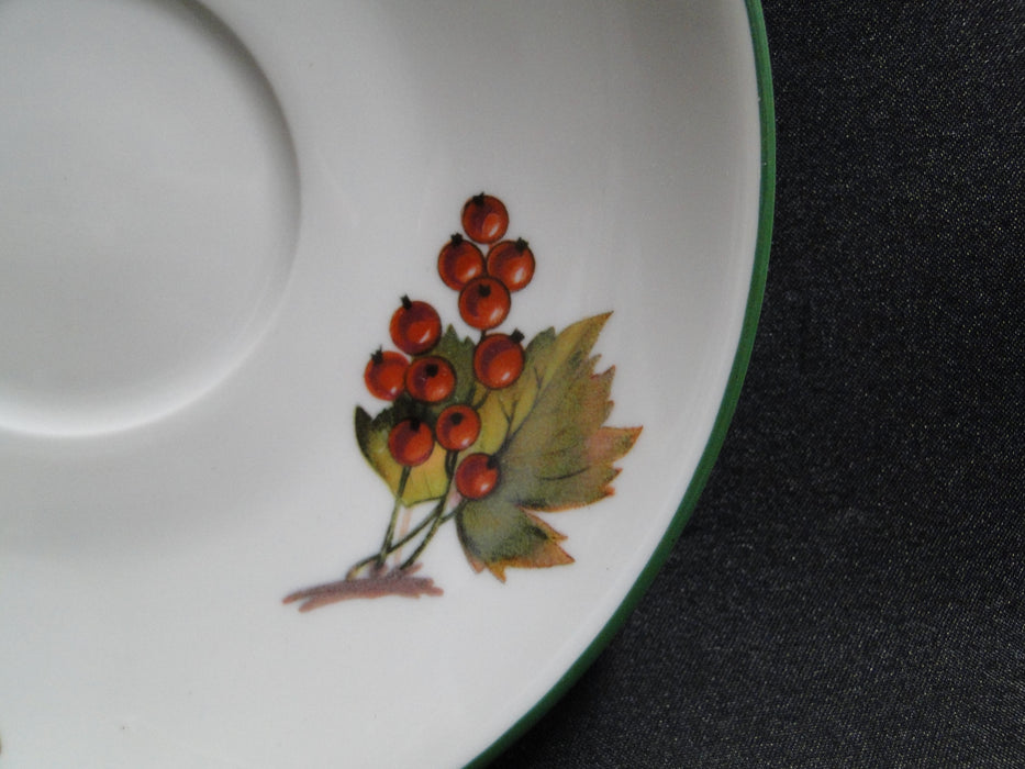 Royal Worcester Evesham Vale, England, Green Trim: Cup & Saucer Set (s), 2 5/8"