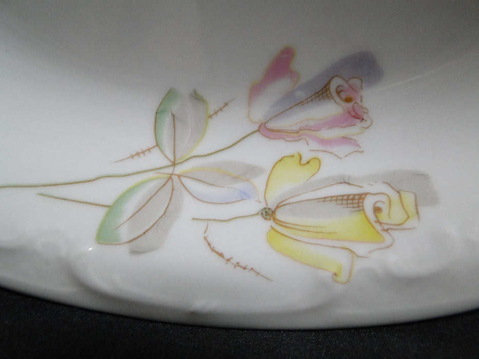 Eschenbach White w/ Pink & Yellow Flowers ESC302: Oval Serving Bowl, 9 1/2"