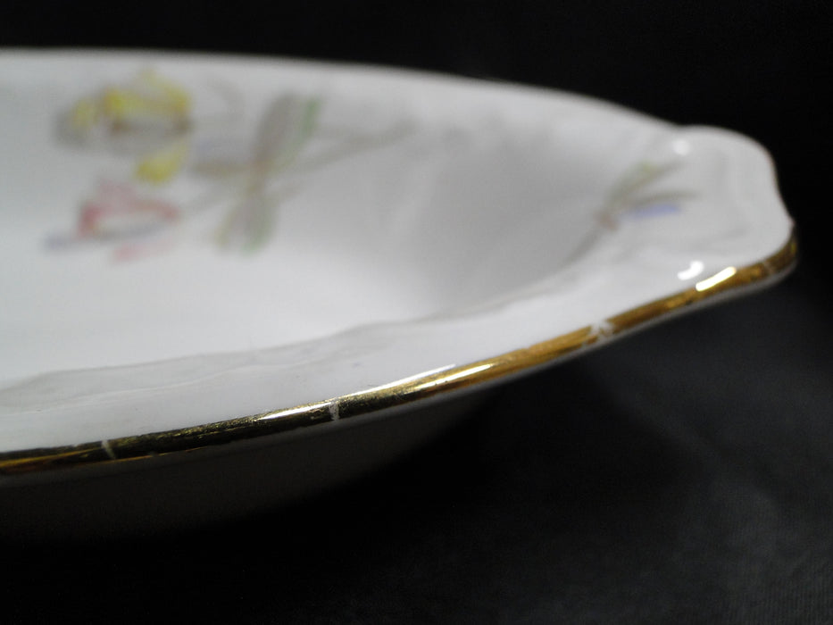 Eschenbach White w/ Pink & Yellow Flowers ESC302: Oval Serving Bowl, 9 1/2"