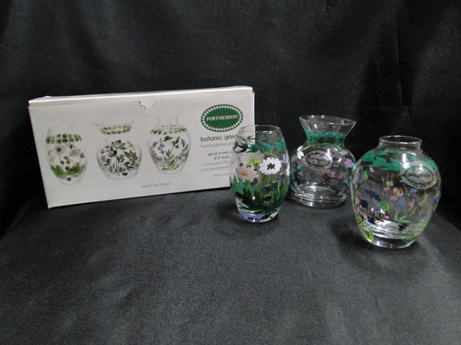 Portmeirion Botanic Garden: Set of Three Mini Glass Vases, 3", Orig Box