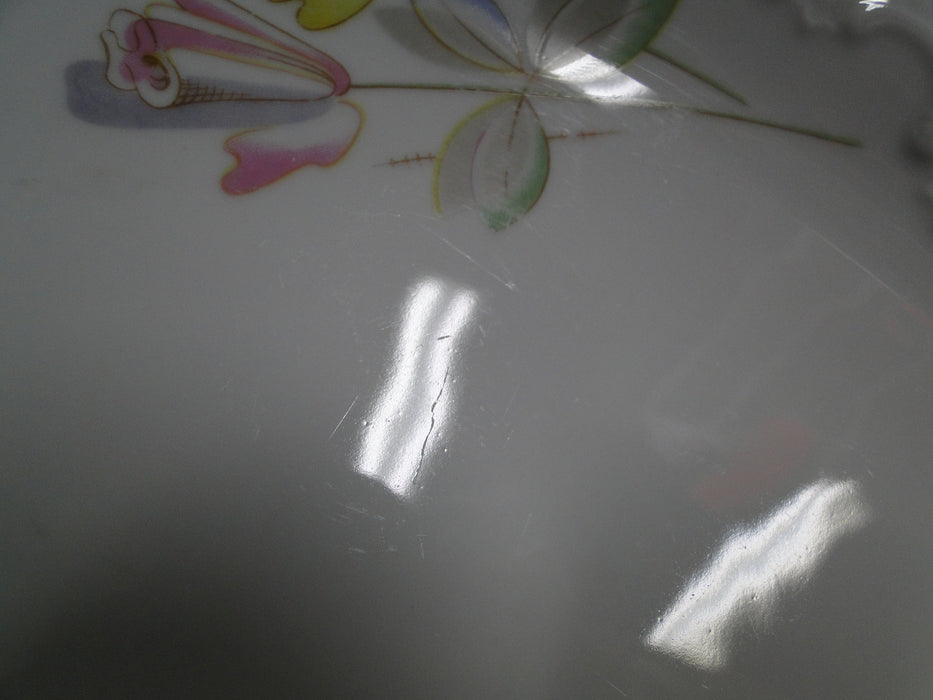 Eschenbach White w/ Pink & Yellow Flowers ESC302: Oval Platter, 13", As Is