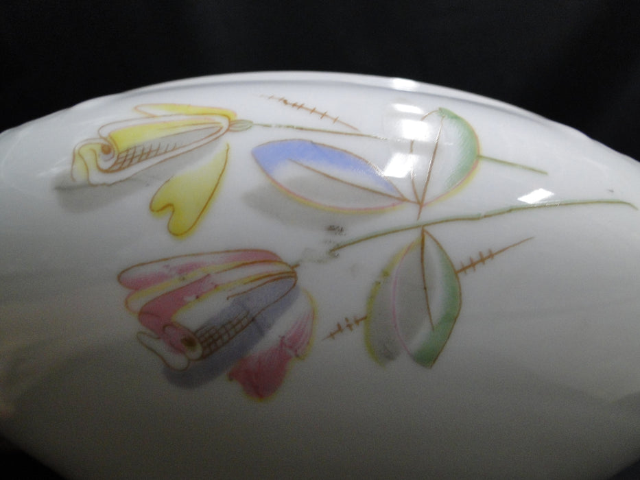 Eschenbach White w/ Pink & Yellow Flowers ESC302: Round Bowl, No Lid, 9 3/4"
