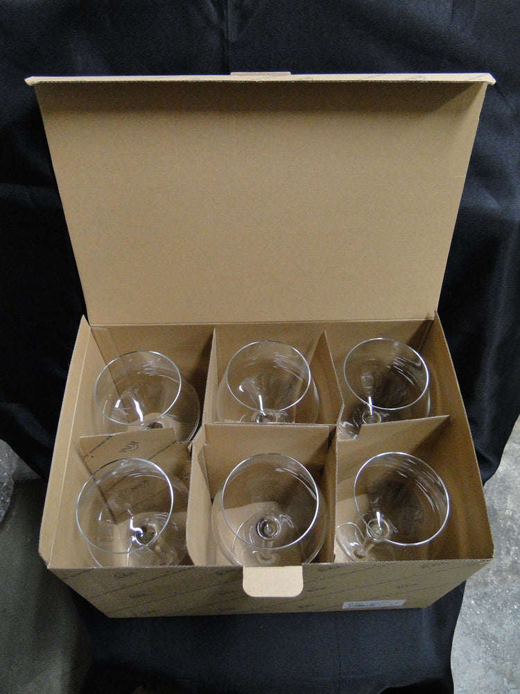 Rona Artist, Clear & Smooth, Lead-Free:  Set of 6 NEW Burgundy Wine Glasses, 9"
