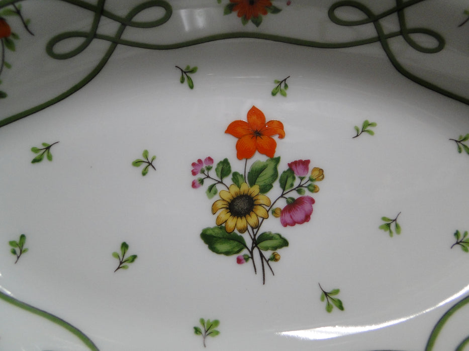 Raynaud Ceralene Guirlandes, Green Line, Flowers: Relish, 9 1/4" x 5 1/8", As Is