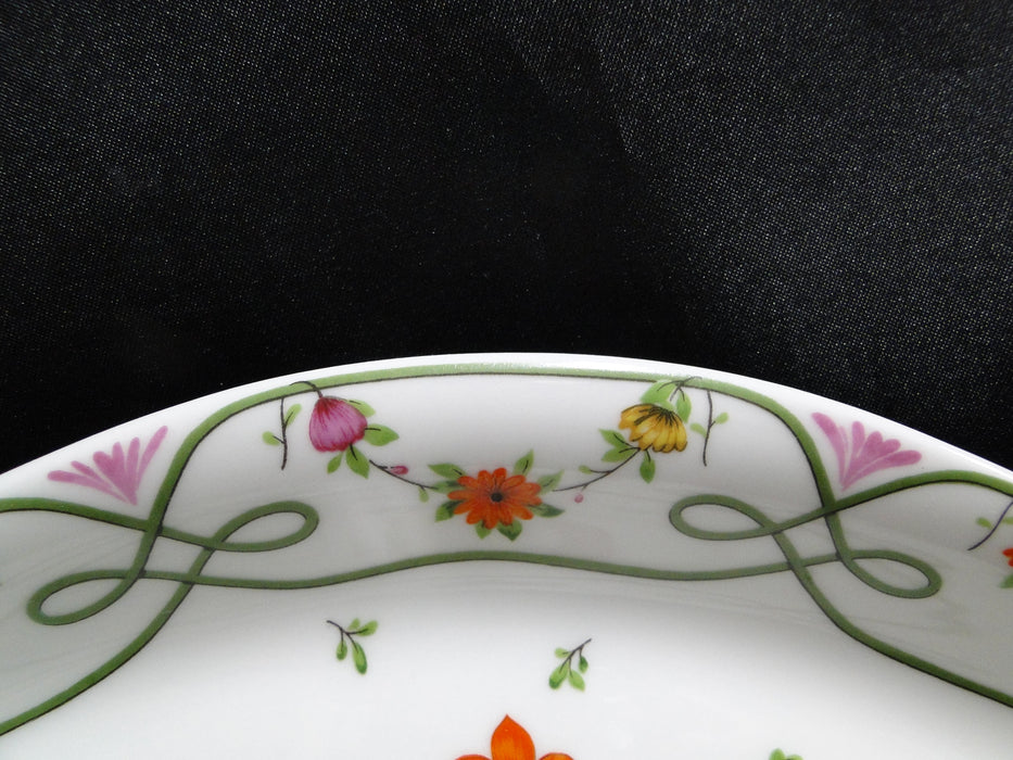 Raynaud Ceralene Guirlandes, Green Line, Flowers: Relish, 9 1/4" x 5 1/8", As Is