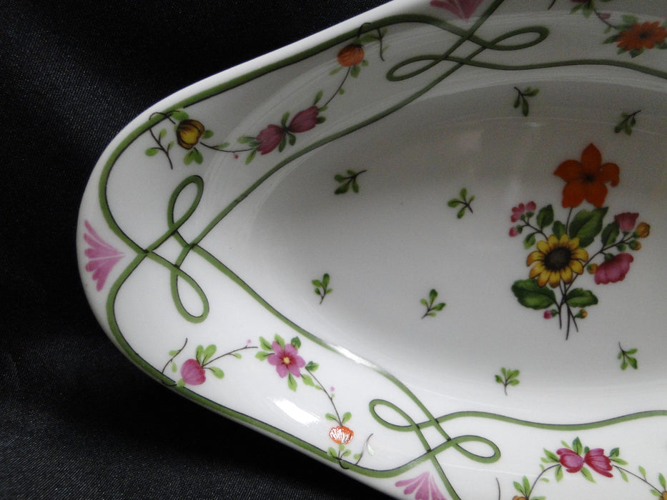 Raynaud Ceralene Guirlandes, Green Line, Flowers: Relish, 9 1/4" x 5 1/8", As Is