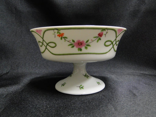 Raynaud Ceralene Guirlandes, Green Line, Flowers: Footed Dessert Bowl, As Is