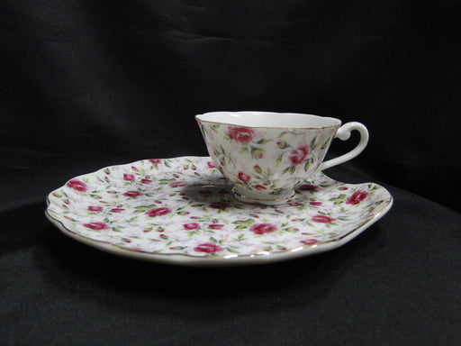 Lefton Rose Chintz, All Over Pink Roses, Gold Trim: Snack Set Plate & Cup